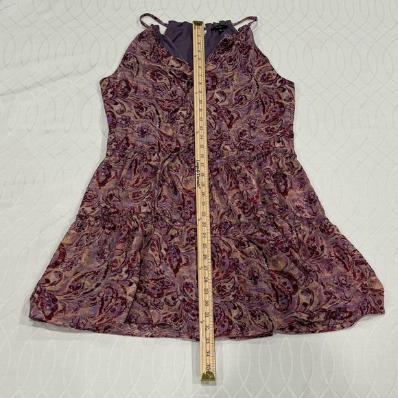 DREW Purple Pink Paisley Print Tiered Ruffled Halter Lined Dress Size Small - Picture 7 of 9